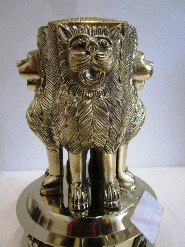 10" Brass Ashoka Stambh Emblem India Ashok Stambh Sculpture Home Office Desk (1035)