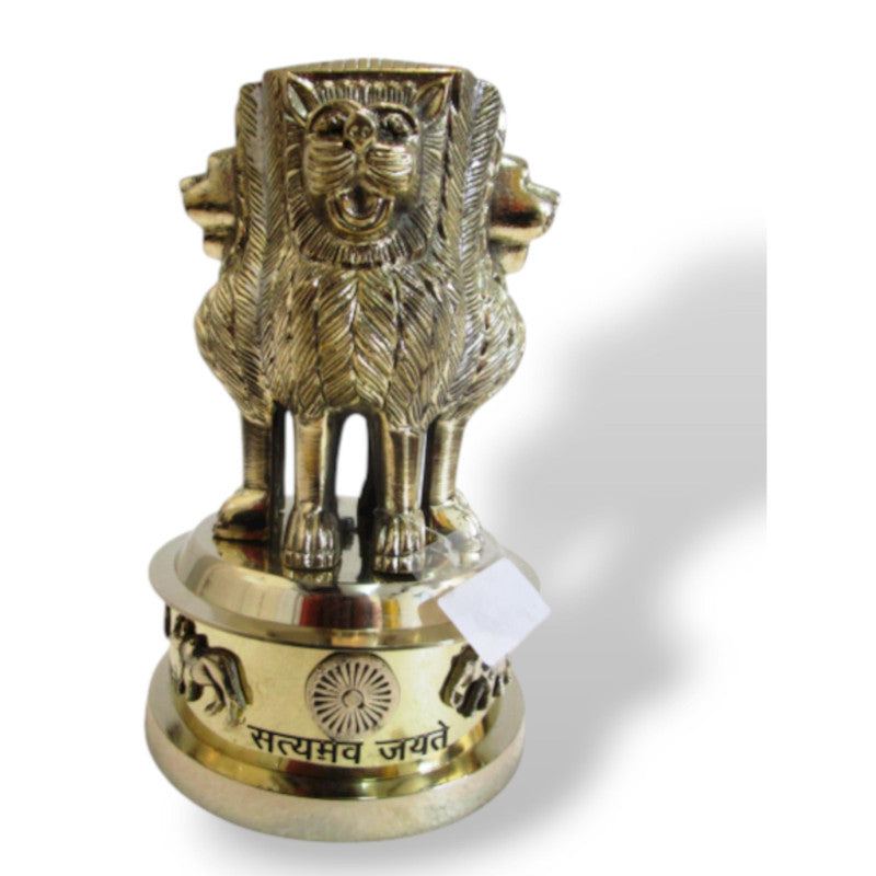 10" Brass Ashoka Stambh Emblem India Ashok Stambh Sculpture Home Office Desk (1035)