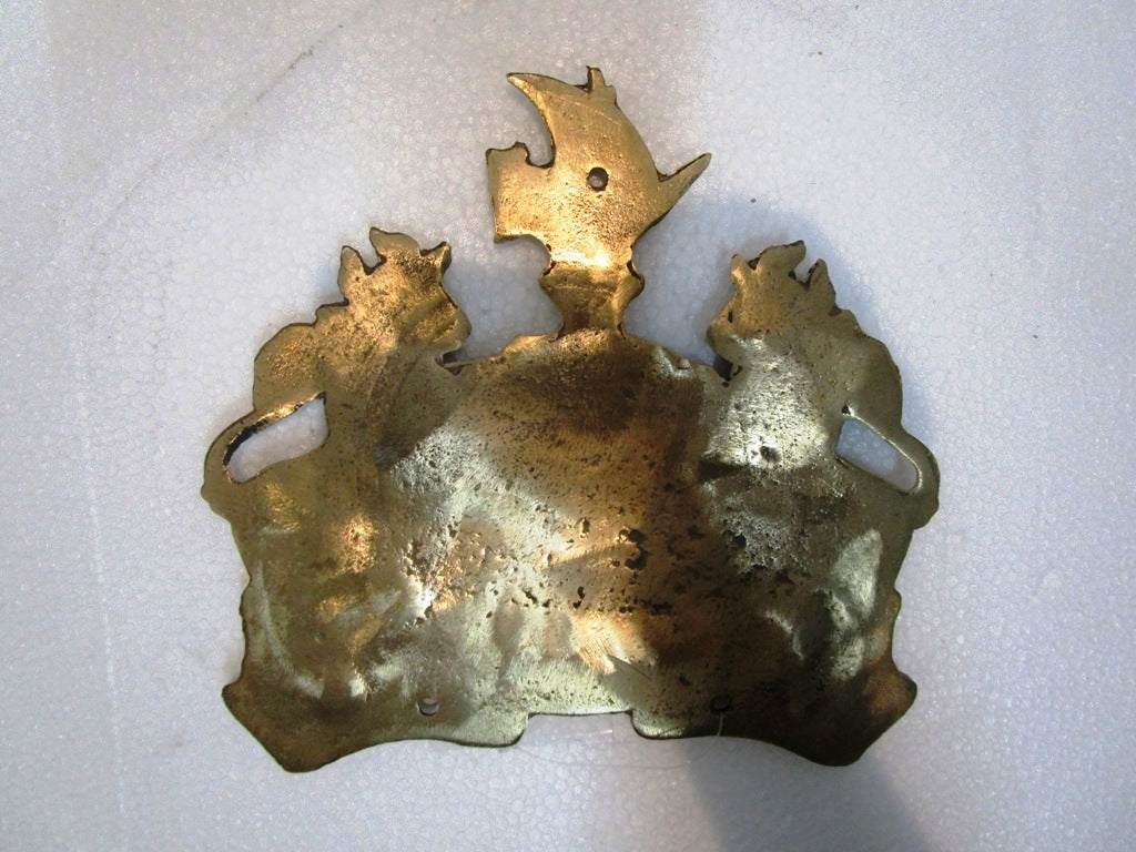 Brass India PRINCELY State Plaque Plate -Royal - Princely State - Coat of Arms (1322)