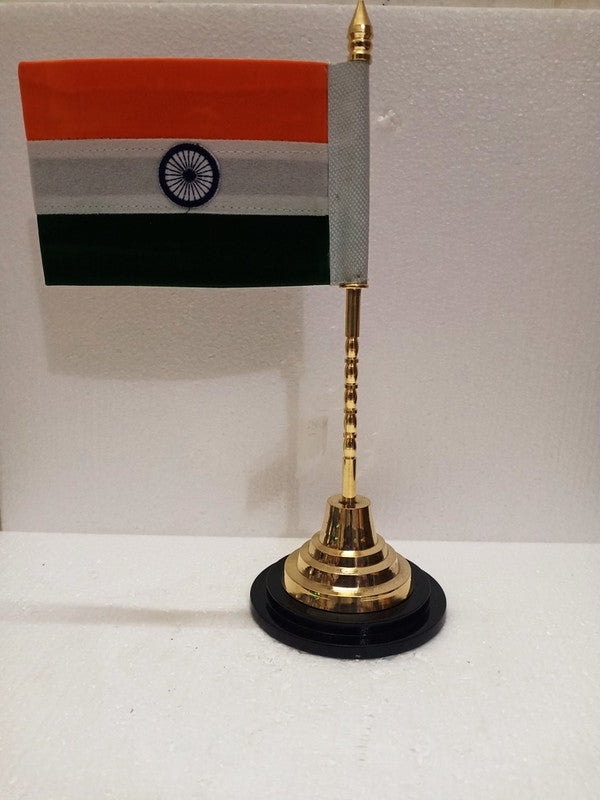 BRASS Indian NATIONAL Emblem with FLAG - BRASS - Republic of INDIA - Table Decor (1452)