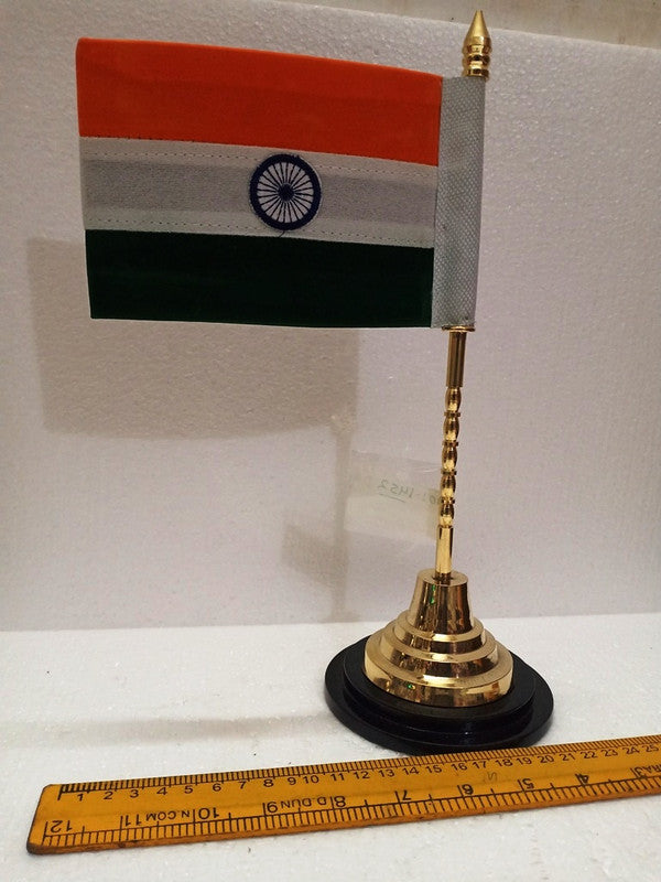 BRASS Indian NATIONAL Emblem with FLAG - BRASS - Republic of INDIA - Table Decor (1452)