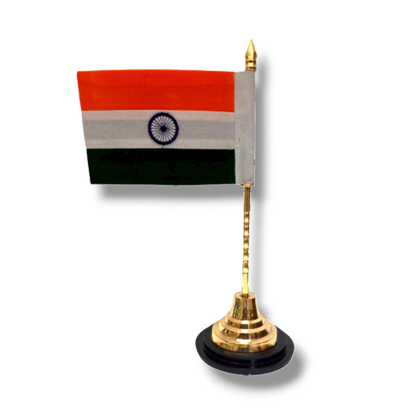 BRASS Indian NATIONAL Emblem with FLAG - BRASS - Republic of INDIA - Table Decor (1452)