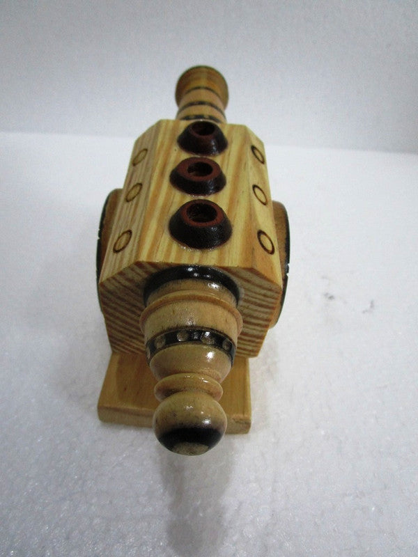 Indian WOODEN ROYAL CANNON PEN STAND - Home Decor Table Office (1505)