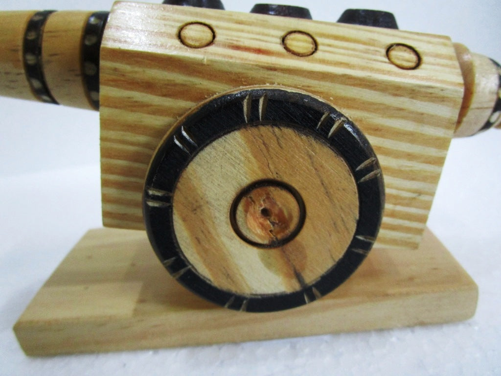 Indian WOODEN ROYAL CANNON PEN STAND - Home Decor Table Office (1505)
