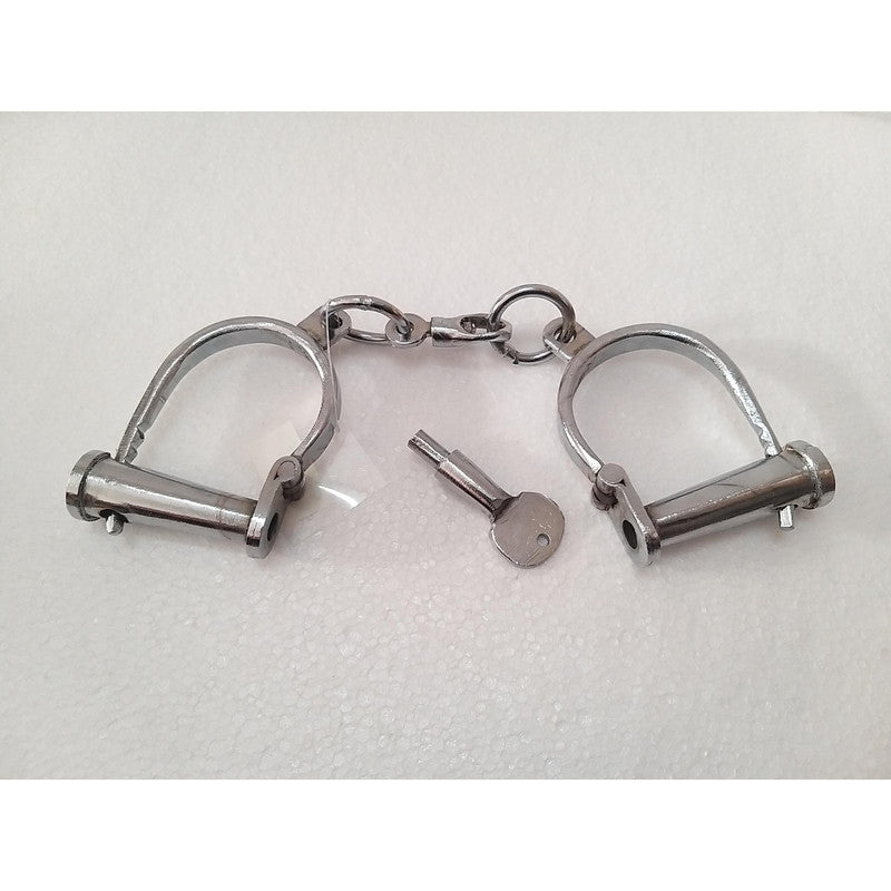 Heavy Duty Police Handcuff | Carbon Steel Made Solid | Theatre Play Silver Plated Police (1815)