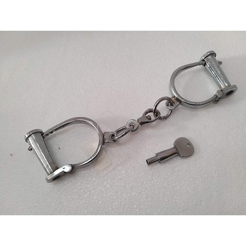 Heavy Duty Police Handcuff | Carbon Steel Made Solid | Theatre Play Silver Plated Police (1815)