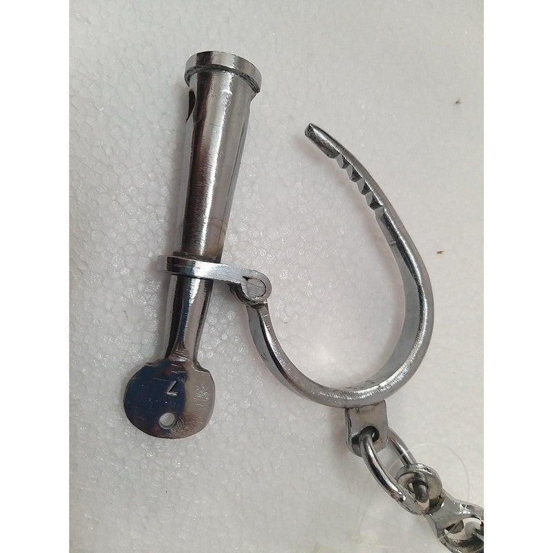 Heavy Duty Police Handcuff | Carbon Steel Made Solid | Theatre Play Silver Plated Police (1815)