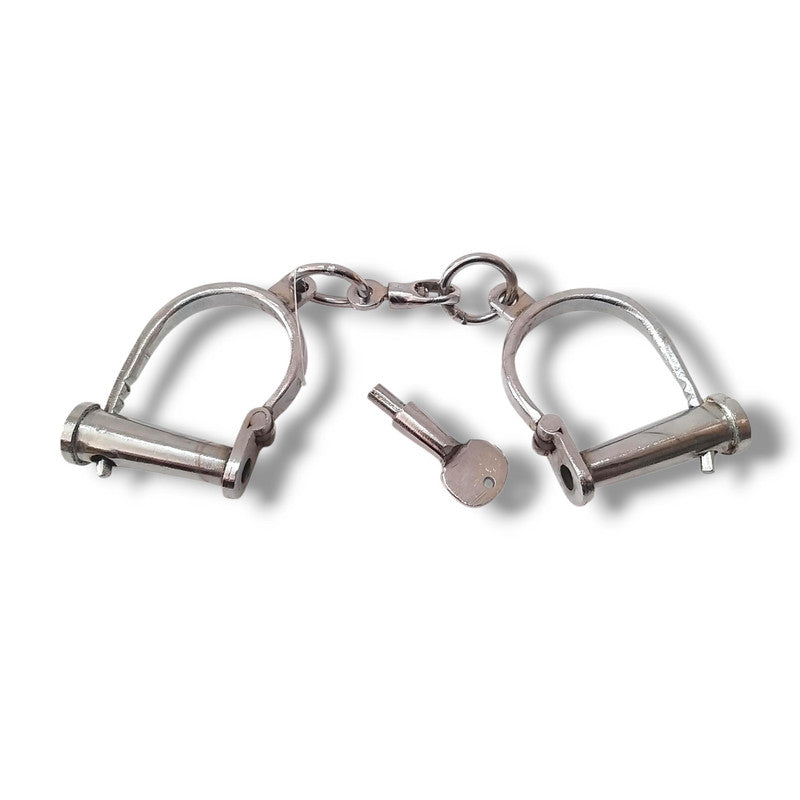 Heavy Duty Police Handcuff | Carbon Steel Made Solid | Theatre Play Silver Plated Police (1815)