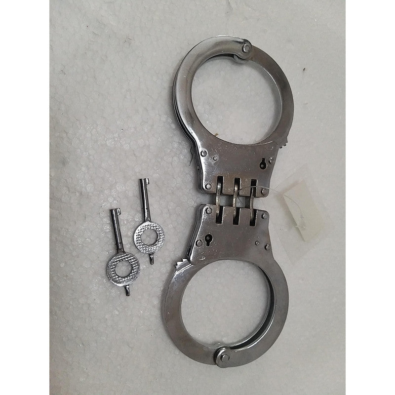Heavy Duty Police Handcuff | Carbon Steel Made Solid | Theatre Play Silver Plated Police (1818)