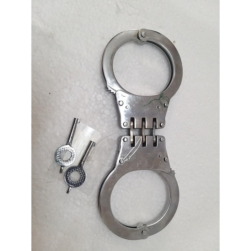 Heavy Duty Police Handcuff | Carbon Steel Made Solid | Theatre Play Silver Plated Police (1818)
