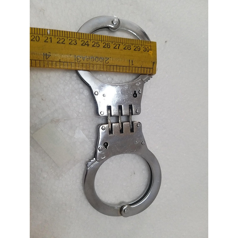 Heavy Duty Police Handcuff | Carbon Steel Made Solid | Theatre Play Silver Plated Police (1818)