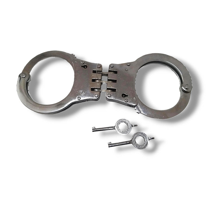 Heavy Duty Police Handcuff | Carbon Steel Made Solid | Theatre Play Silver Plated Police (1818)