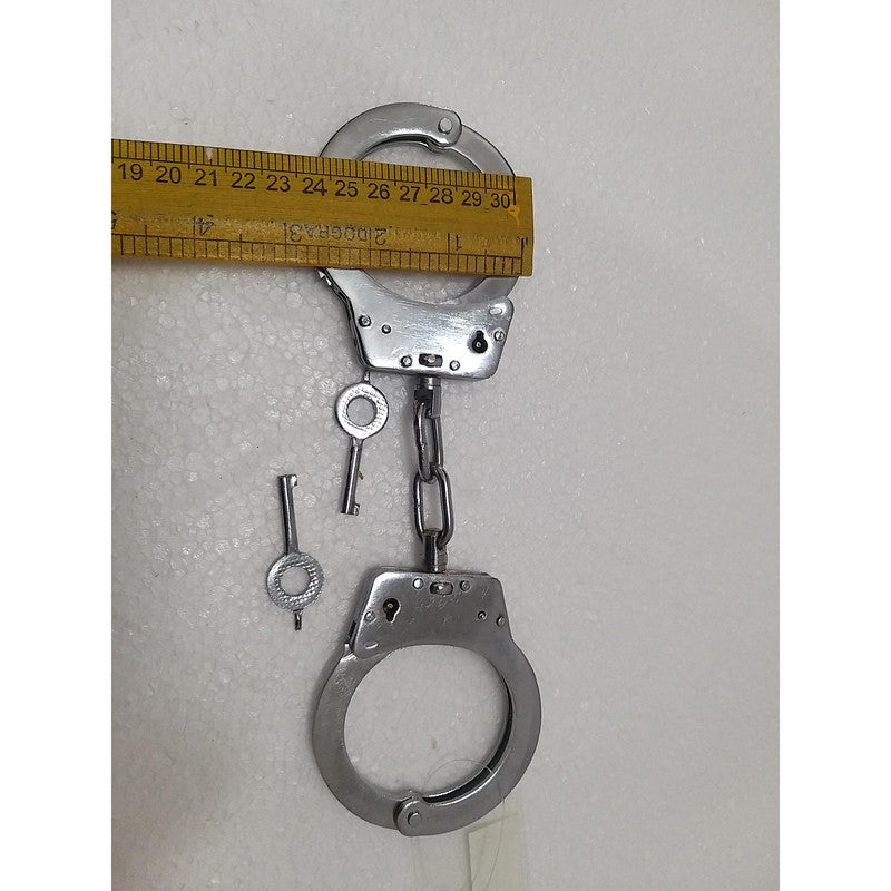 Heavy Duty Police Handcuff | Carbon Steel Made Solid | Theatre Play Silver Plated Police (1819)