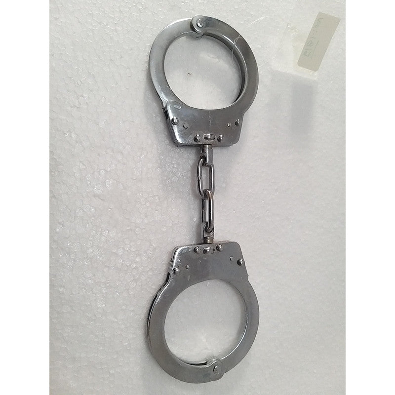 Heavy Duty Police Handcuff | Carbon Steel Made Solid | Theatre Play Silver Plated Police (1819)