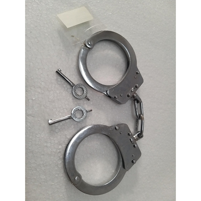 Heavy Duty Police Handcuff | Carbon Steel Made Solid | Theatre Play Silver Plated Police (1819)