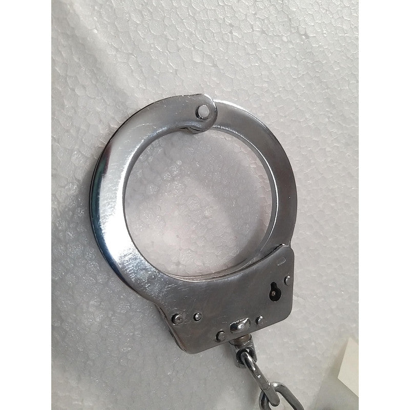Heavy Duty Police Handcuff | Carbon Steel Made Solid | Theatre Play Silver Plated Police (1819)