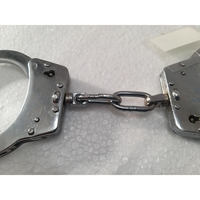 Heavy Duty Police Handcuff | Carbon Steel Made Solid | Theatre Play Silver Plated Police (1819)