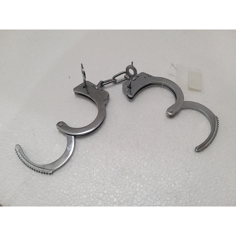 Heavy Duty Police Handcuff | Carbon Steel Made Solid | Theatre Play Silver Plated Police (1819)