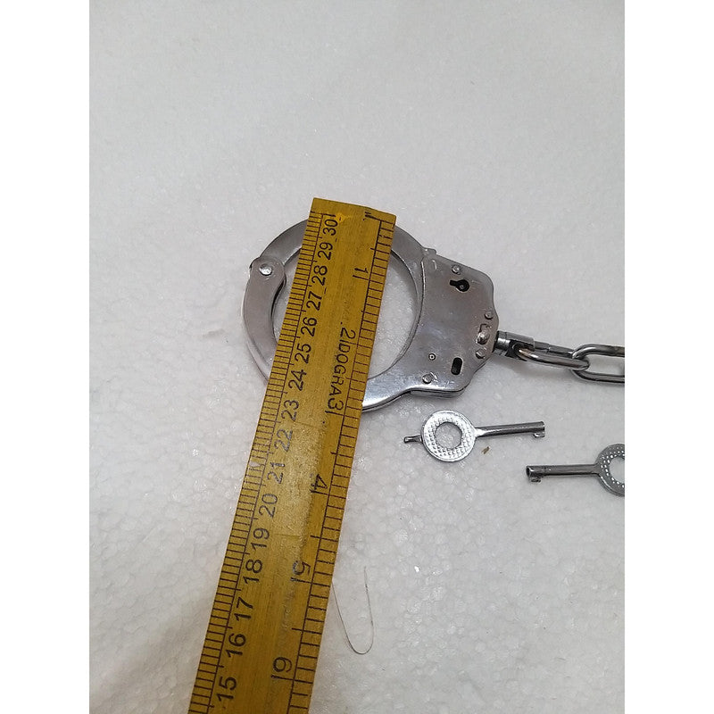 Heavy Duty Police Handcuff | Carbon Steel Made Solid | Theatre Play Silver Plated Police (1821)