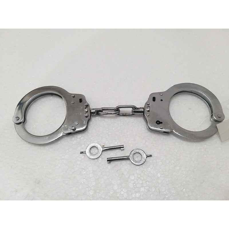 Heavy Duty Police Handcuff | Carbon Steel Made Solid | Theatre Play Silver Plated Police (1821)
