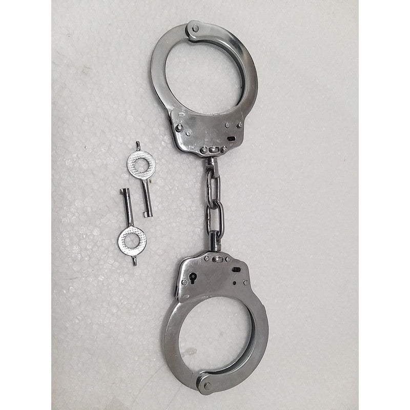 Heavy Duty Police Handcuff | Carbon Steel Made Solid | Theatre Play Silver Plated Police (1821)