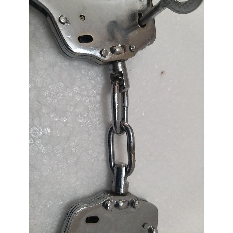 Heavy Duty Police Handcuff | Carbon Steel Made Solid | Theatre Play Silver Plated Police (1821)