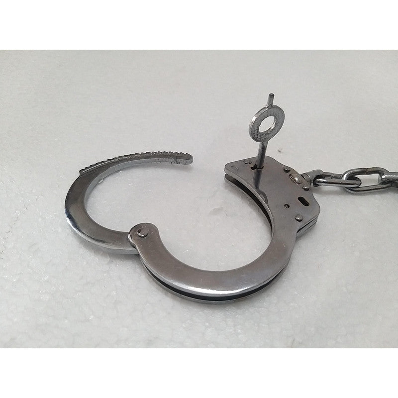 Heavy Duty Police Handcuff | Carbon Steel Made Solid | Theatre Play Silver Plated Police (1821)