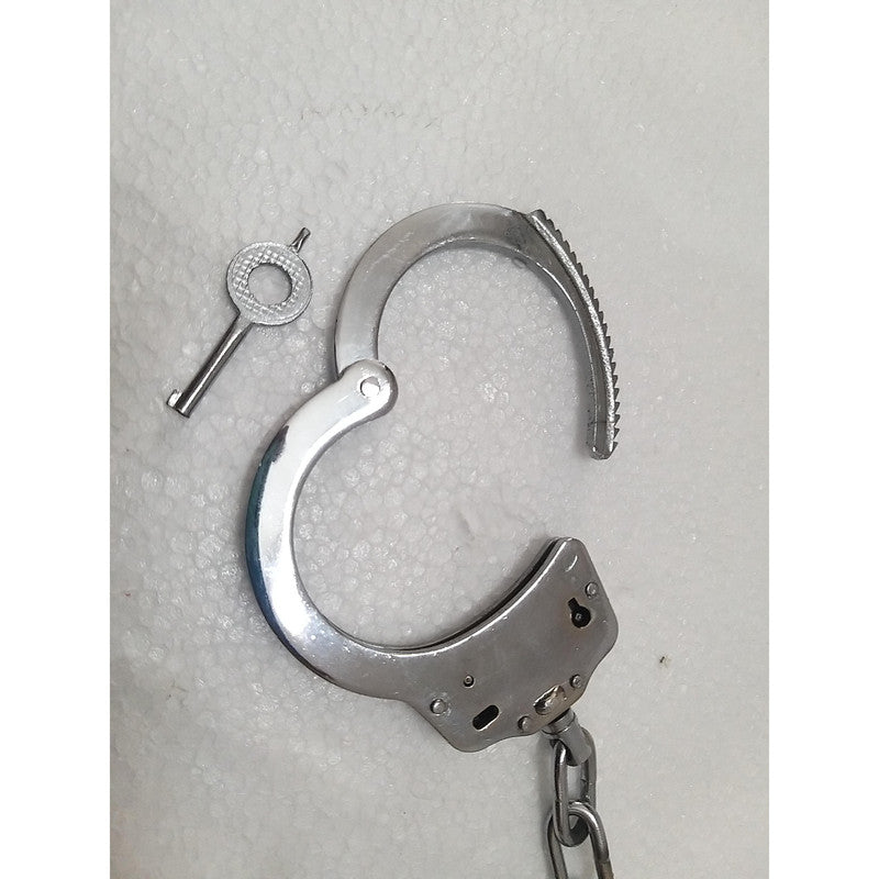 Heavy Duty Police Handcuff | Carbon Steel Made Solid | Theatre Play Silver Plated Police (1821)