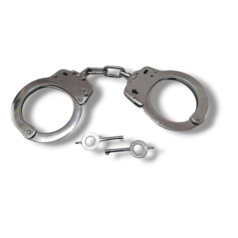 Heavy Duty Police Handcuff | Carbon Steel Made Solid | Theatre Play Silver Plated Police (1821)