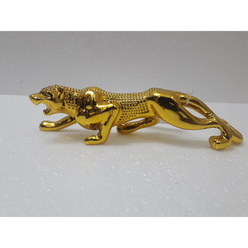 7 Inches Premium Quality Gold Plated JAGUAR SHOWPIECE for Car Desk Table Decor (204)
