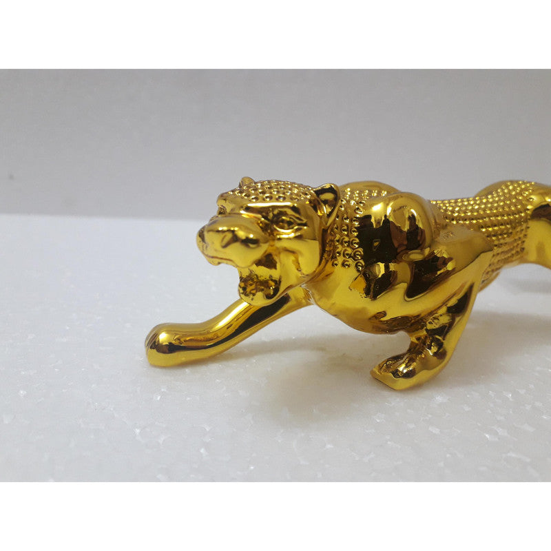 7 Inches Premium Quality Gold Plated JAGUAR SHOWPIECE for Car Desk Table Decor (204)