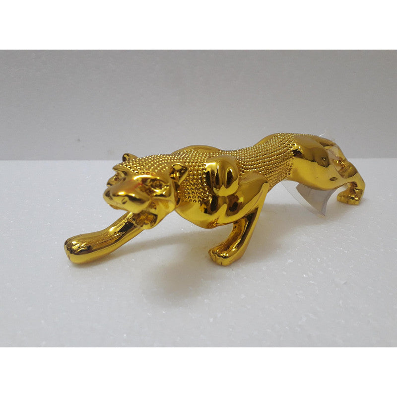 10 Inches Premium Quality Gold Plated JAGUAR SHOWPIECE for Car Desk Table Decor (205)