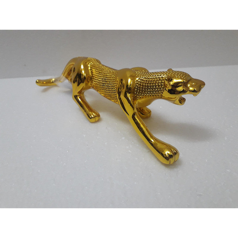 10 Inches Premium Quality Gold Plated JAGUAR SHOWPIECE for Car Desk Table Decor (205)