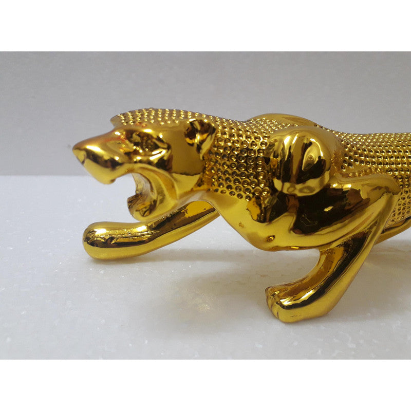 10 Inches Premium Quality Gold Plated JAGUAR SHOWPIECE for Car Desk Table Decor (205)
