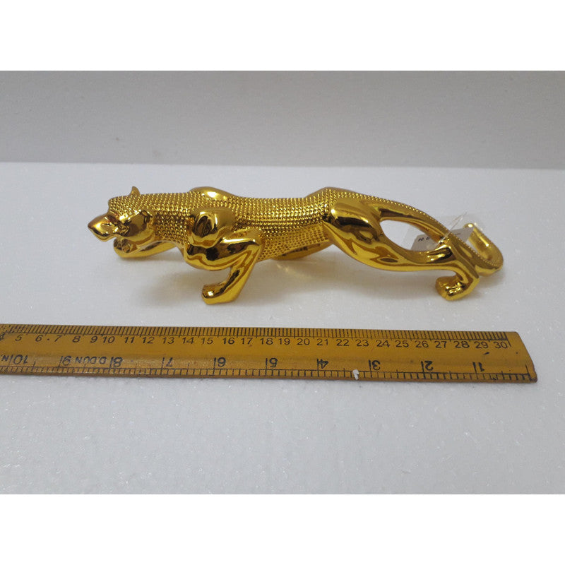 10 Inches Premium Quality Gold Plated JAGUAR SHOWPIECE for Car Desk Table Decor (205)