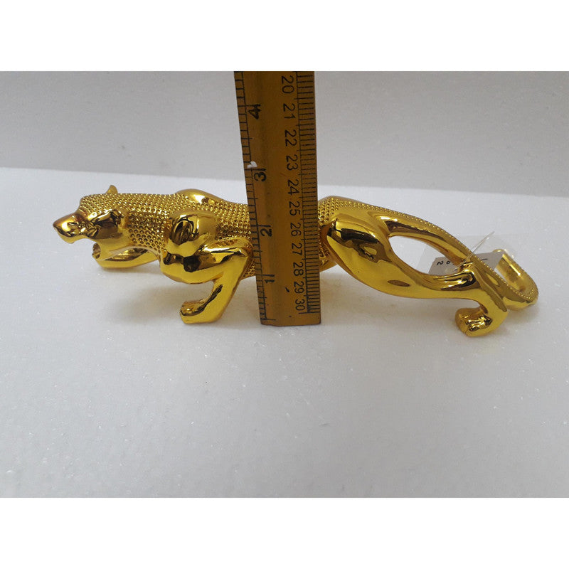 10 Inches Premium Quality Gold Plated JAGUAR SHOWPIECE for Car Desk Table Decor (205)