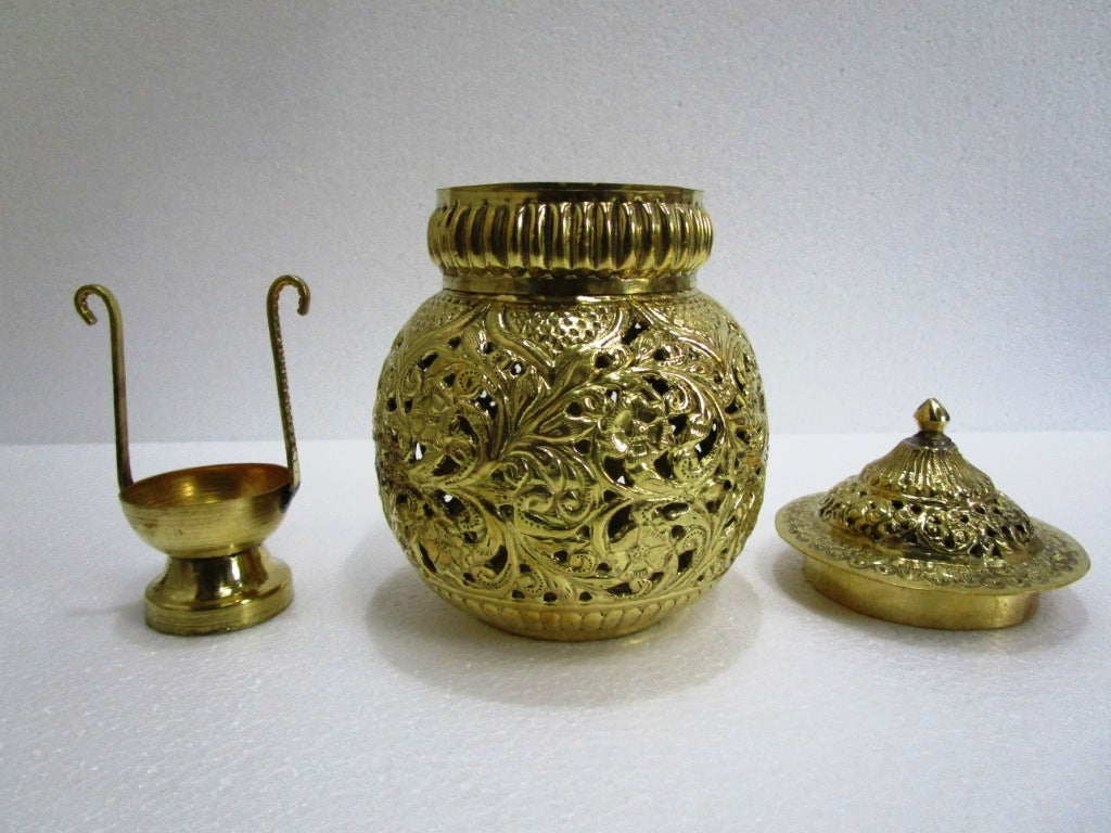 BRASS Hindu Goddess Garbo - Diya Pot - Mataji Navratri Pooja Puja Aarti Worship Shakti Maa Ambe (2060)