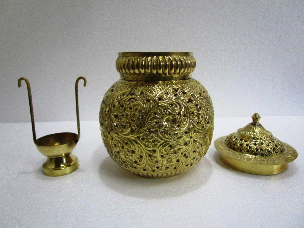 BRASS Hindu Goddess Garbo - Diya Pot - Mataji Navratri Pooja Puja Aarti Worship Shakti Maa Ambe (2064)