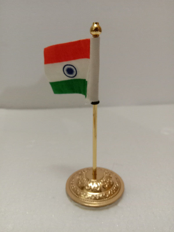 BRASS Indian NATIONAL Emblem with FLAG - BRASS - Republic of INDIA - Table Decor (2247)