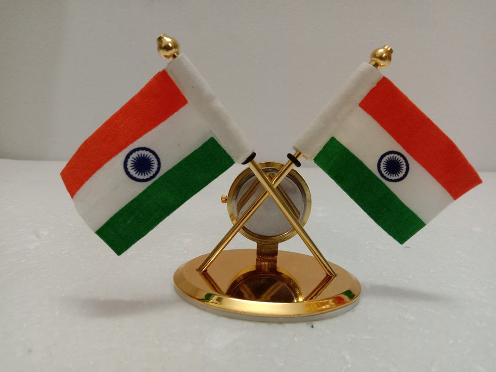 BRASS Indian NATIONAL FLAG Stand - Bharat- Republic of INDIA (2250)