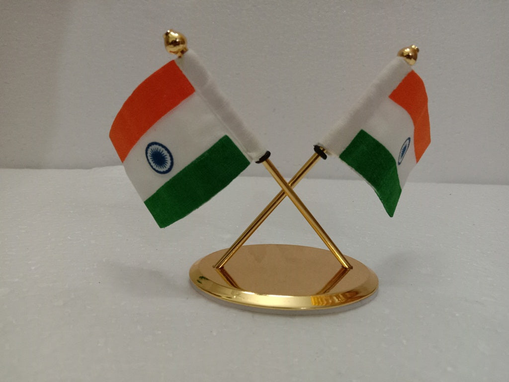 BRASS Indian NATIONAL FLAG Stand - Bharat- Republic of INDIA (2251)