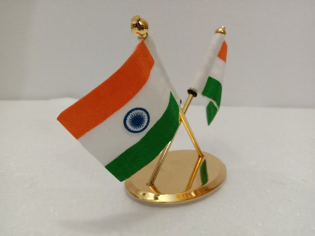 BRASS Indian NATIONAL FLAG Stand - Bharat- Republic of INDIA (2251)