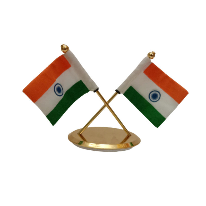 BRASS Indian NATIONAL FLAG Stand - Bharat- Republic of INDIA (2251)