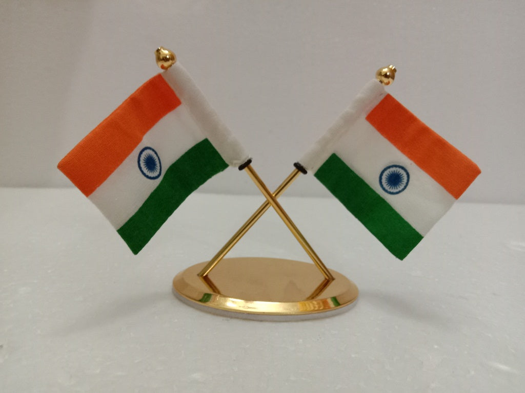 BRASS Indian NATIONAL FLAG Stand - Bharat- Republic of INDIA (2251)