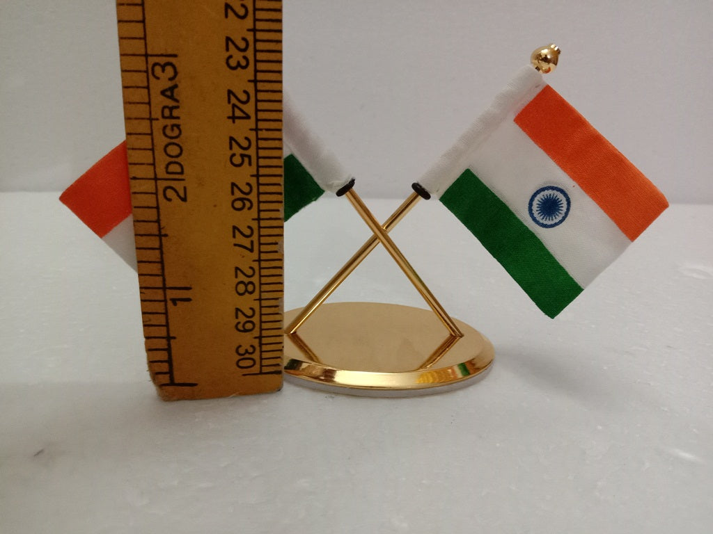 BRASS Indian NATIONAL FLAG Stand - Bharat- Republic of INDIA (2251)