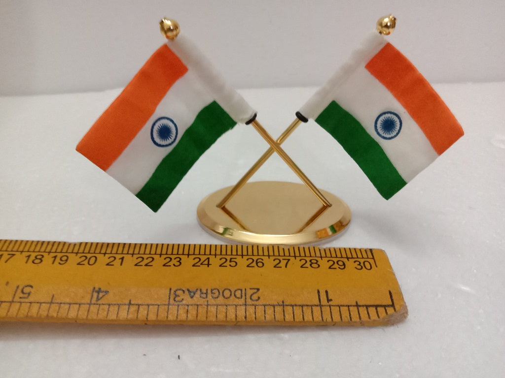 BRASS India National FLAG Memento Sculpture Home Office Desk Artwork Showpiece Rare (2251)
