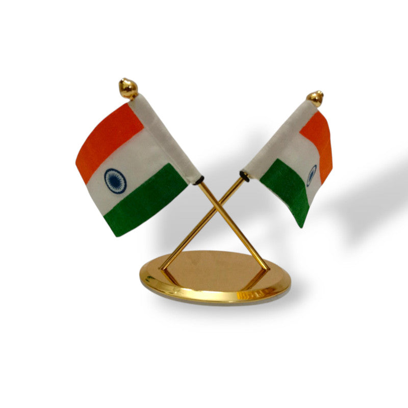 BRASS Indian NATIONAL Emblem with FLAG - BRASS - Republic of INDIA - Table Decor (2251)