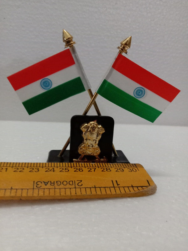 Indian NATIONAL Emblem with FLAG - BRASS - Republic of INDIA - Table Decor (2433)