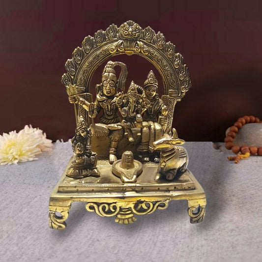 Shivji Parivar Brass Idol | Shivji Family Statue Figurines | For Puja Ghar Home Decoration (2623)