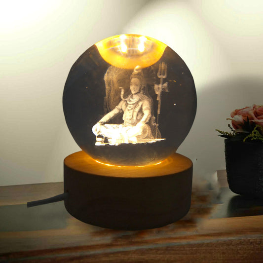 Lord SHIVA Crystal Ball Light - Room Decor Night Lights Luminous Ball Inner 3D Figurine Home Decor  (2784)